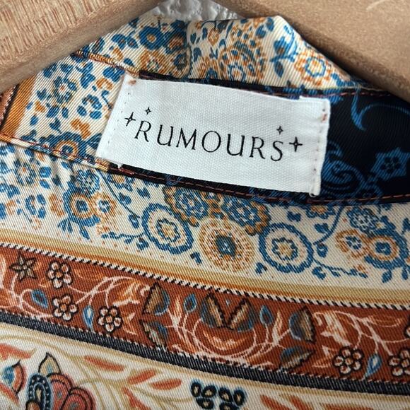 Rumours Handkerchief Front Button Silky Collared Top Oversized Boho Layering - Picture 2 of 7